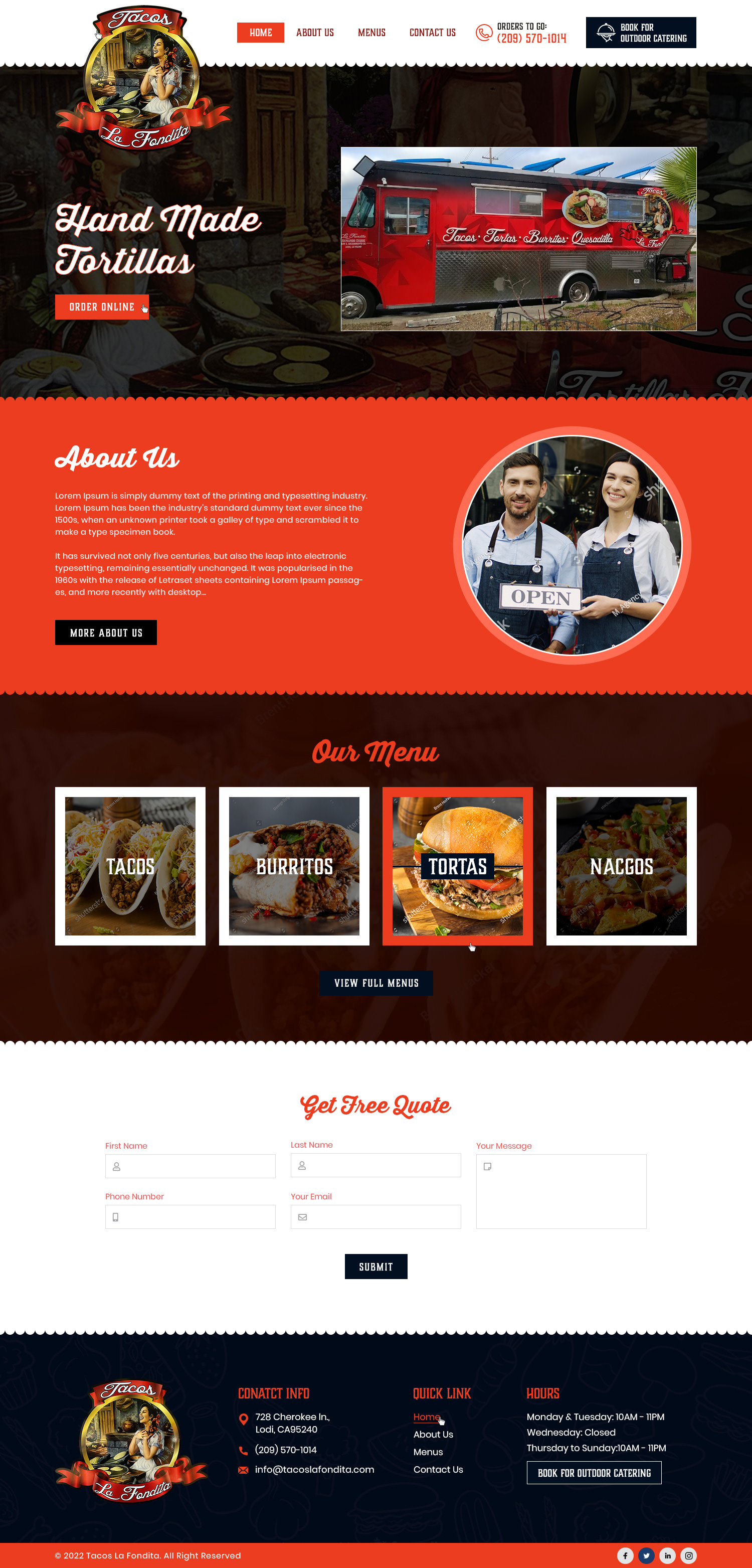 Food trucks website example by One Eleven Web Design