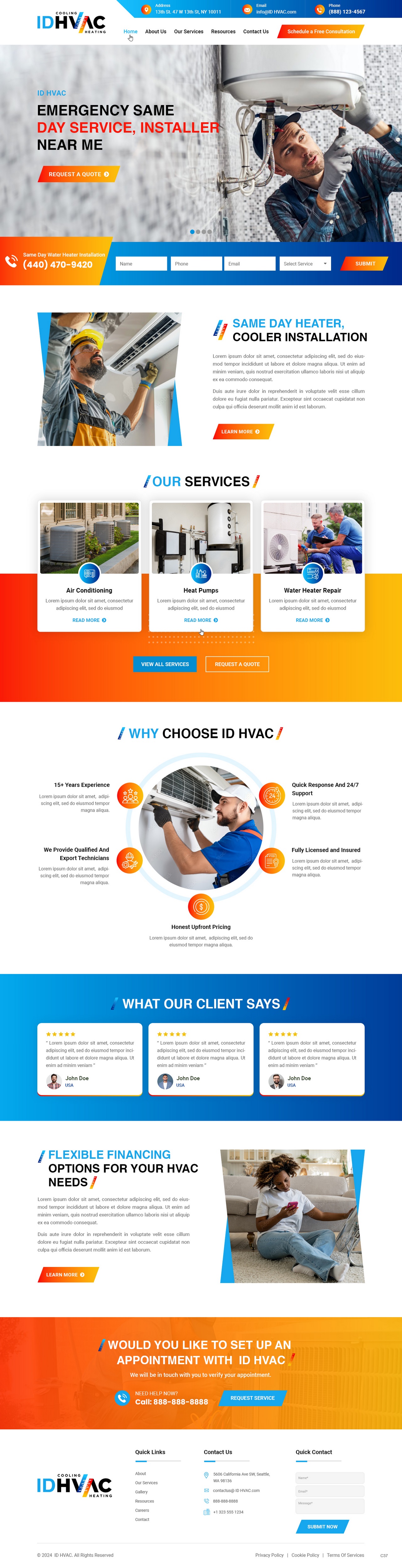 HVAC contractor website example by One Eleven Web Design