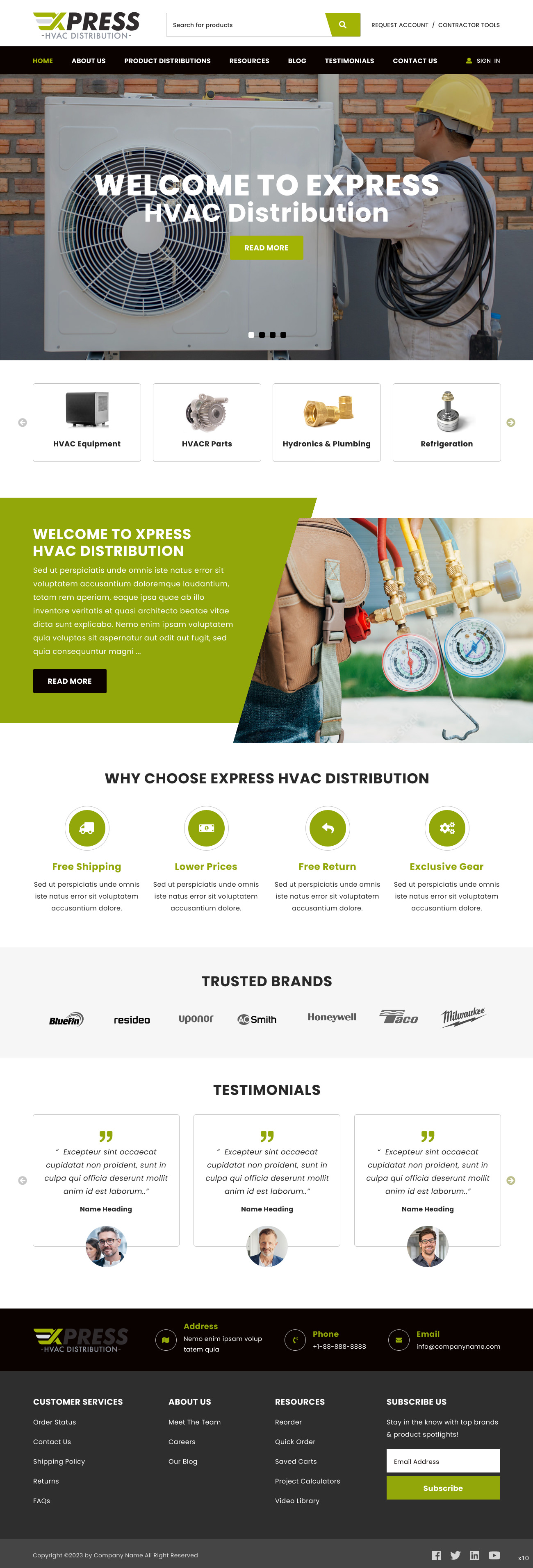 HVAC distributor website example by One Eleven Web Design