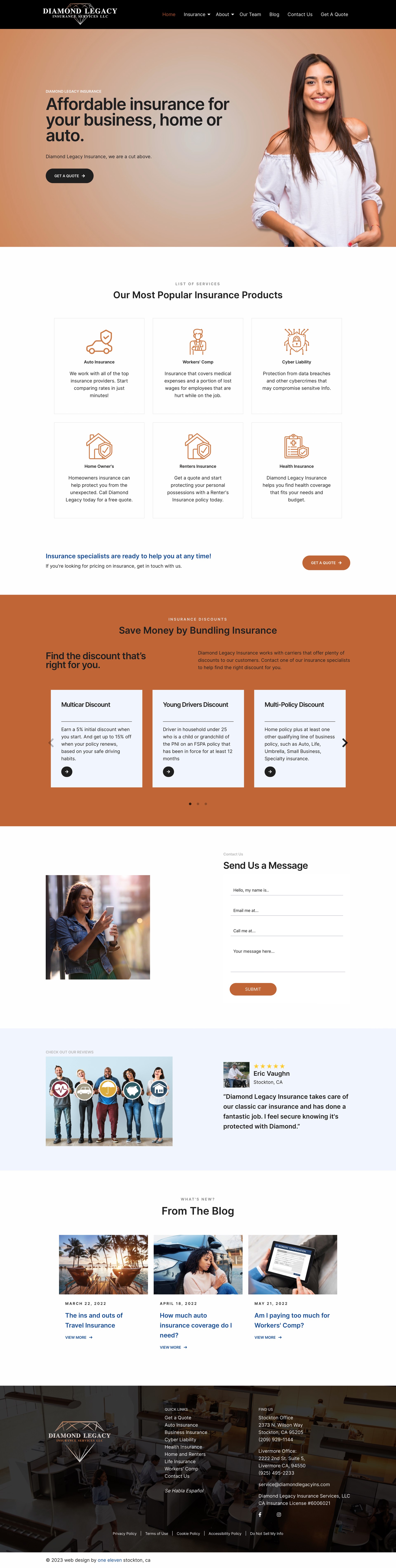 Insurance agency website example by One Eleven Web Design