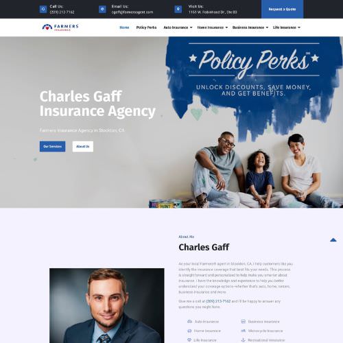 Insurance agency website example by One Eleven Web Design