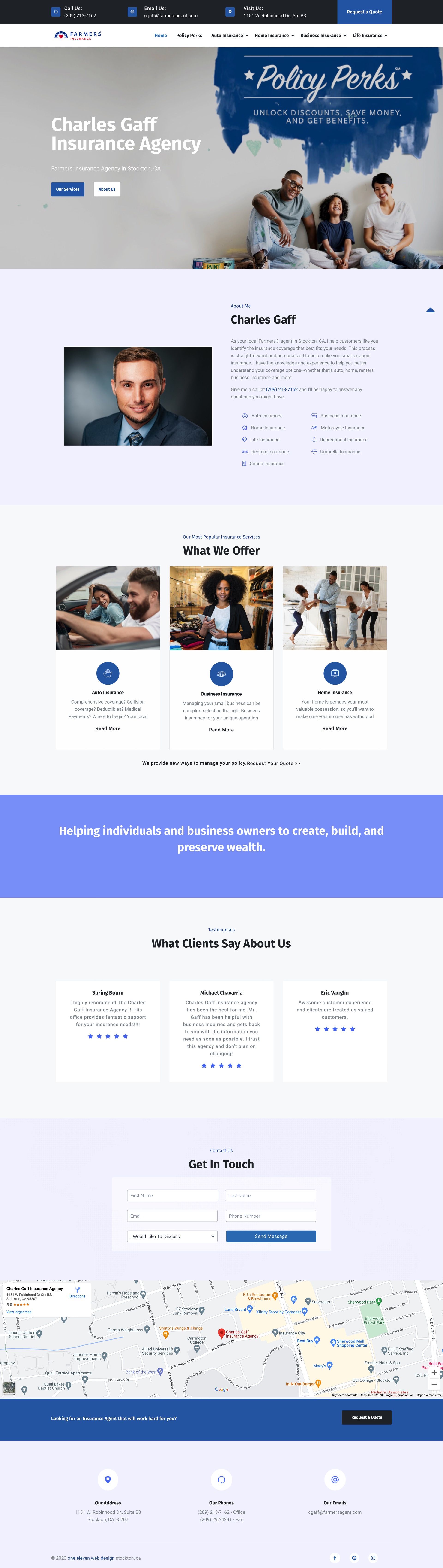 Insurance agency website example by One Eleven Web Design