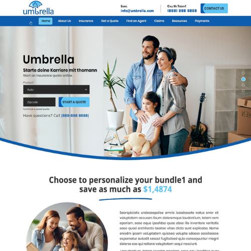 Insurance agency website example by One Eleven Web Design