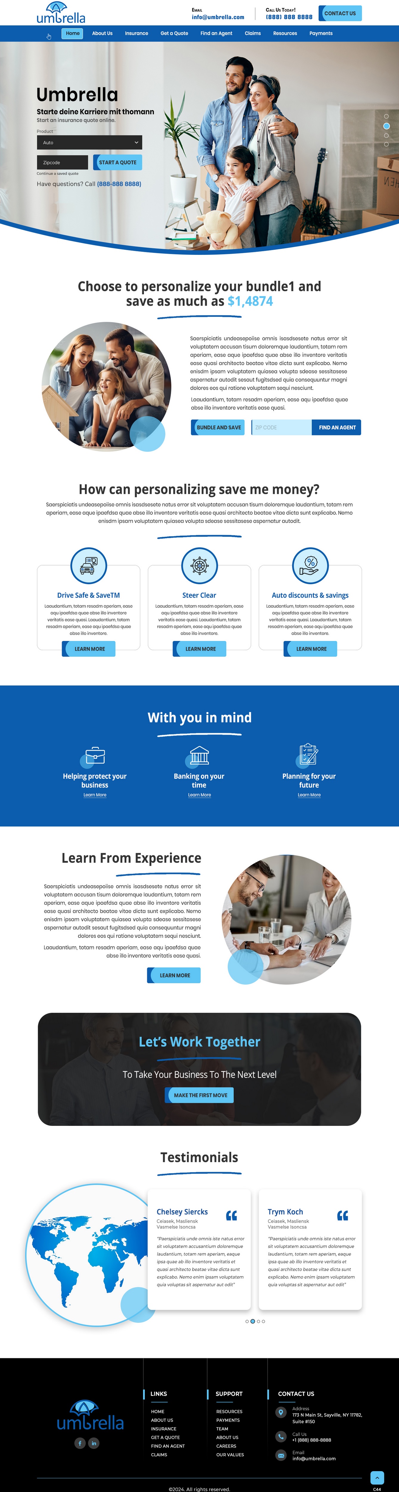 Insurance agency website example by One Eleven Web Design