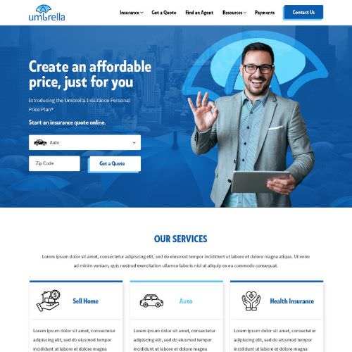 Insurance agency website example by One Eleven Web Design