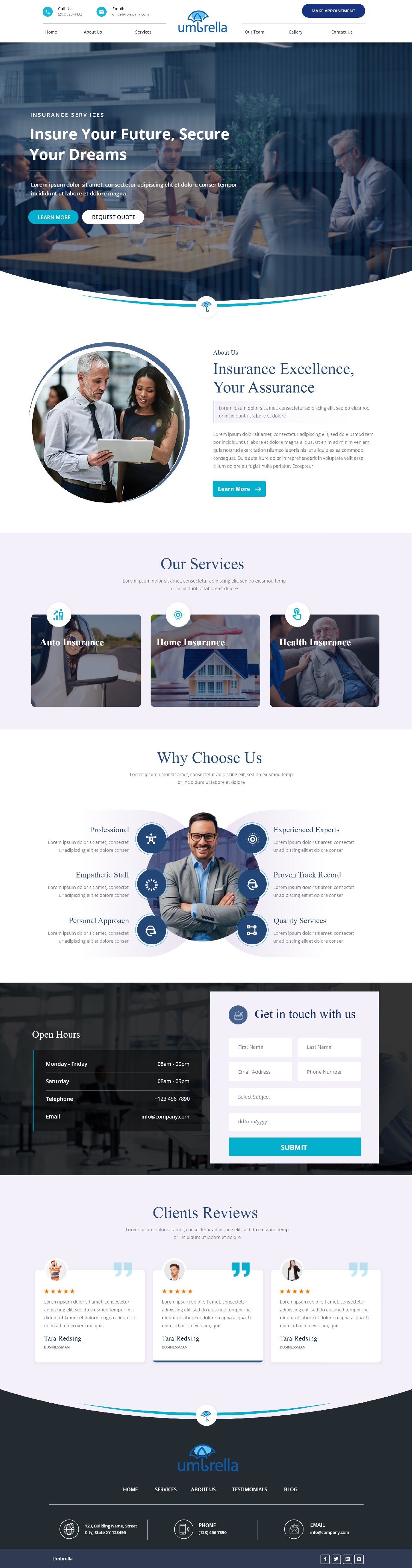 Insurance agency website example by One Eleven Web Design