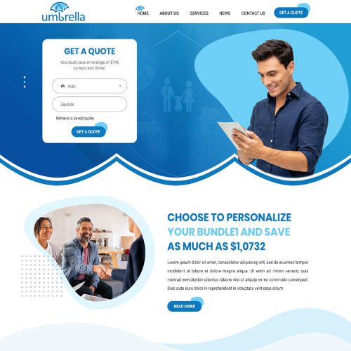 Insurance agency website example by One Eleven Web Design