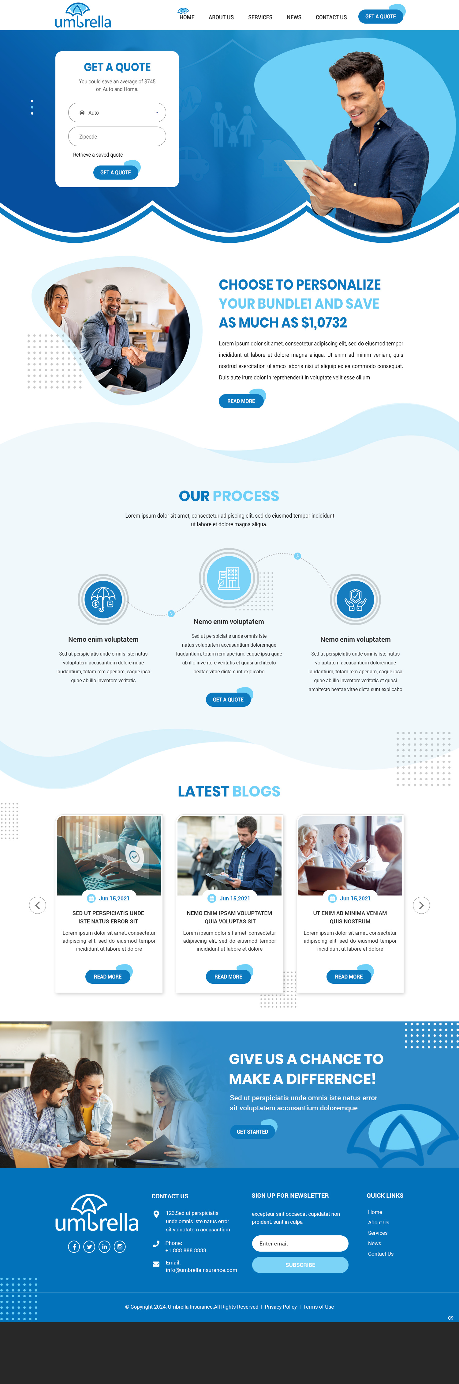 Insurance agency website example by One Eleven Web Design