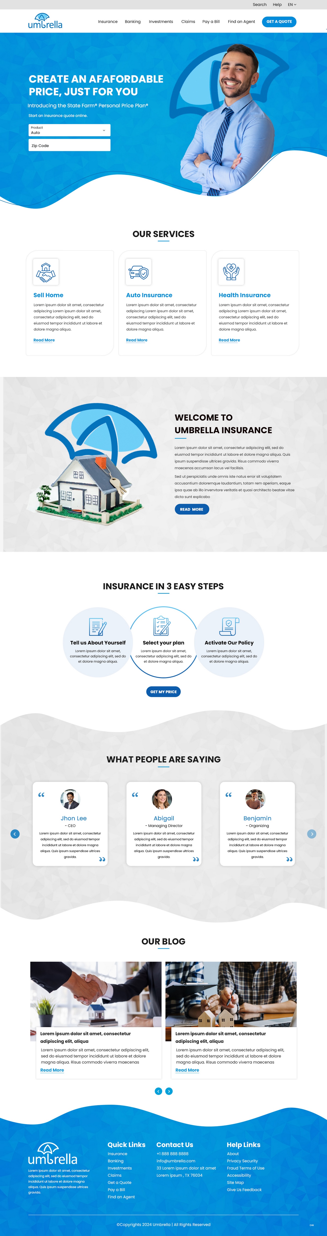 Insurance agency website example by One Eleven Web Design