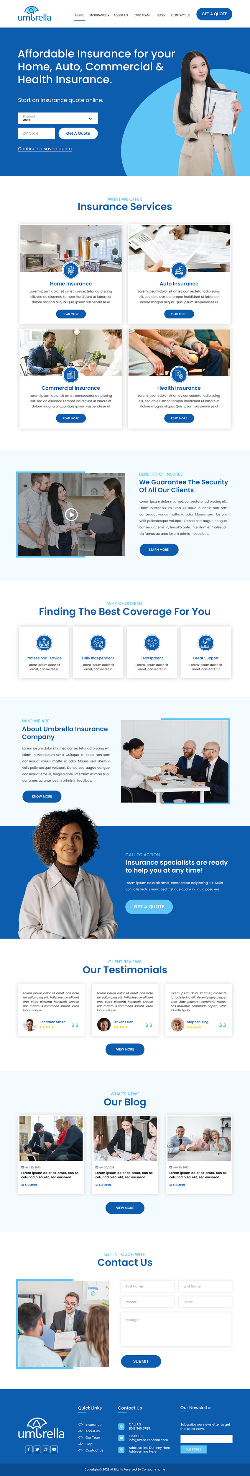 Insurance agency website example by One Eleven Web Design