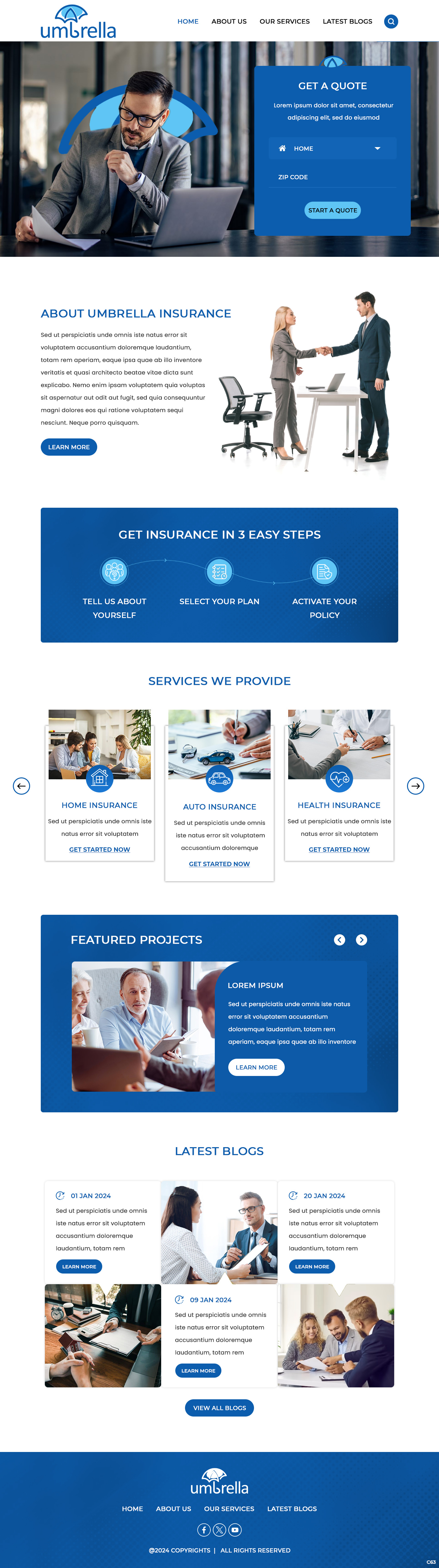 Insurance agency website example by One Eleven Web Design