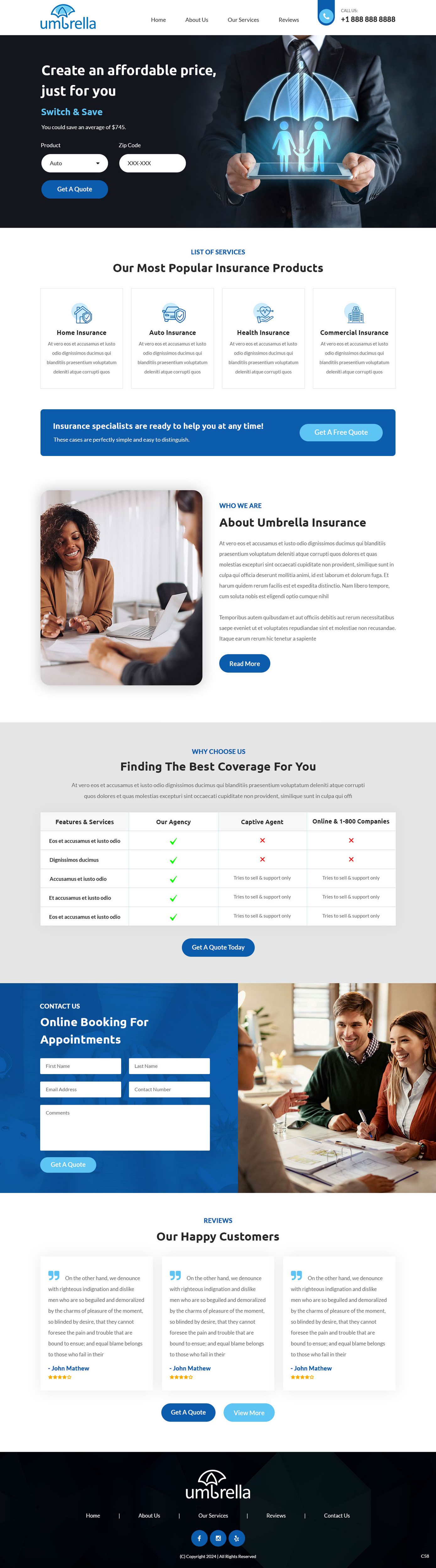 Insurance agency website example by One Eleven Web Design