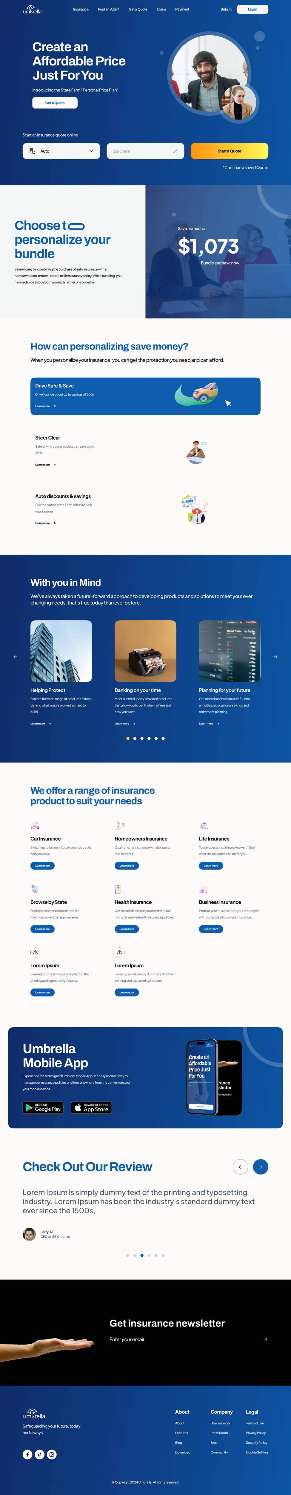 Insurance agency website example by One Eleven Web Design