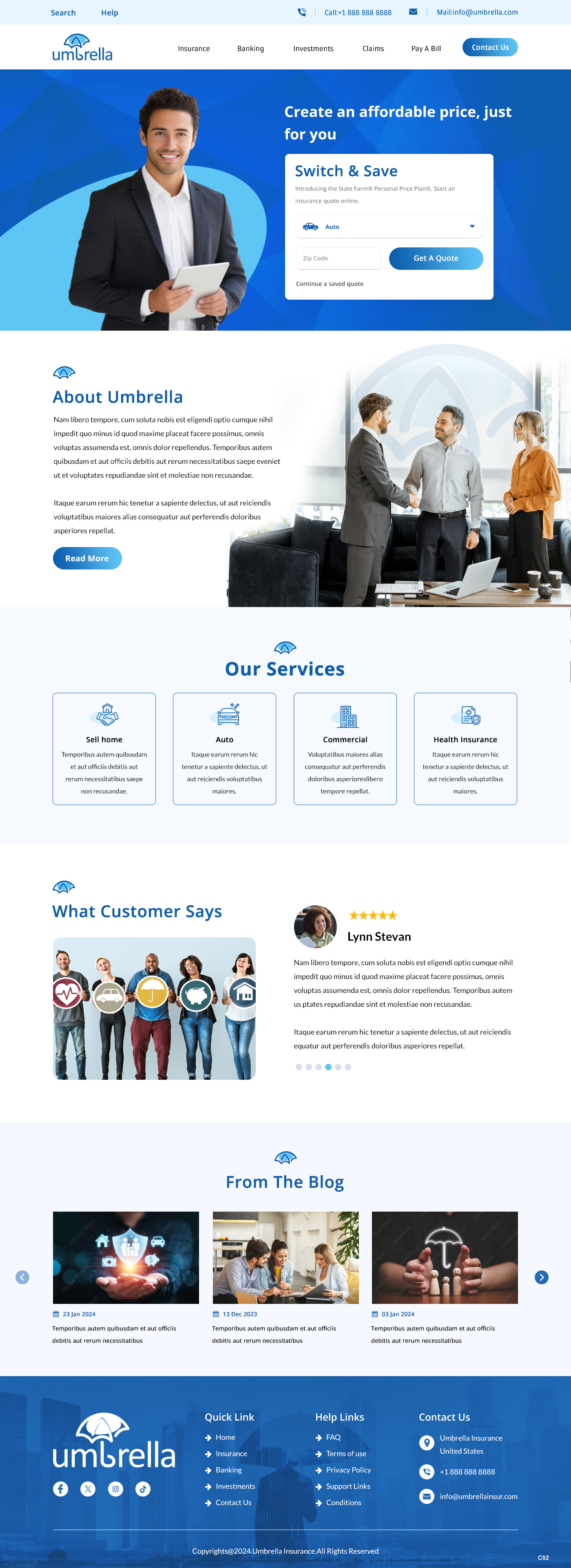 Insurance agency website example by One Eleven Web Design