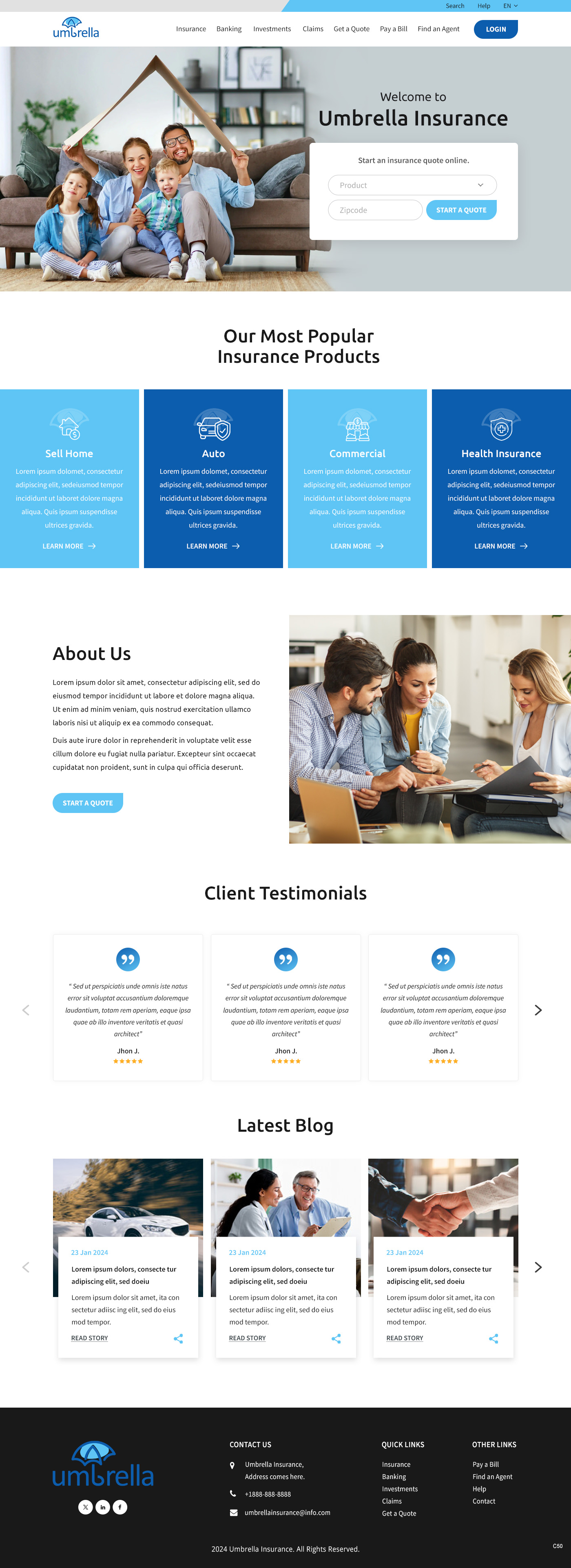 Insurance agency website example by One Eleven Web Design