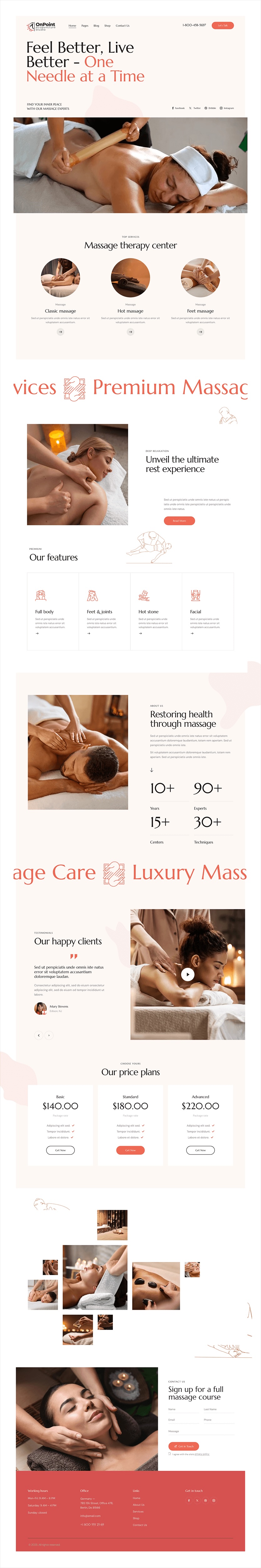 Massage therapist website example by One Eleven Web Design