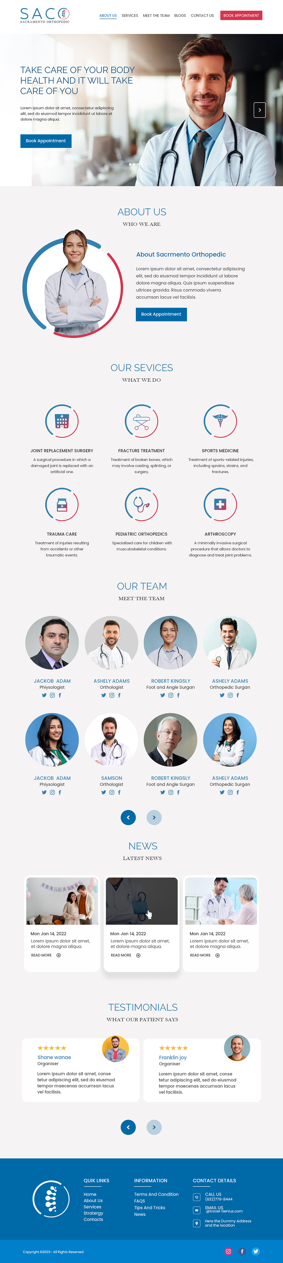 Orthopedic surgeon website example by One Eleven Web Design
