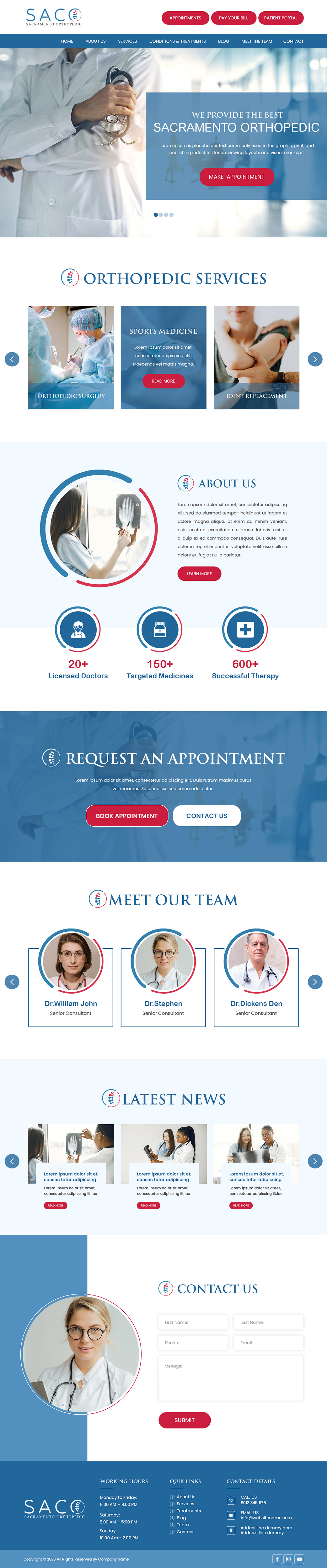 Orthopedic surgeon website example by One Eleven Web Design