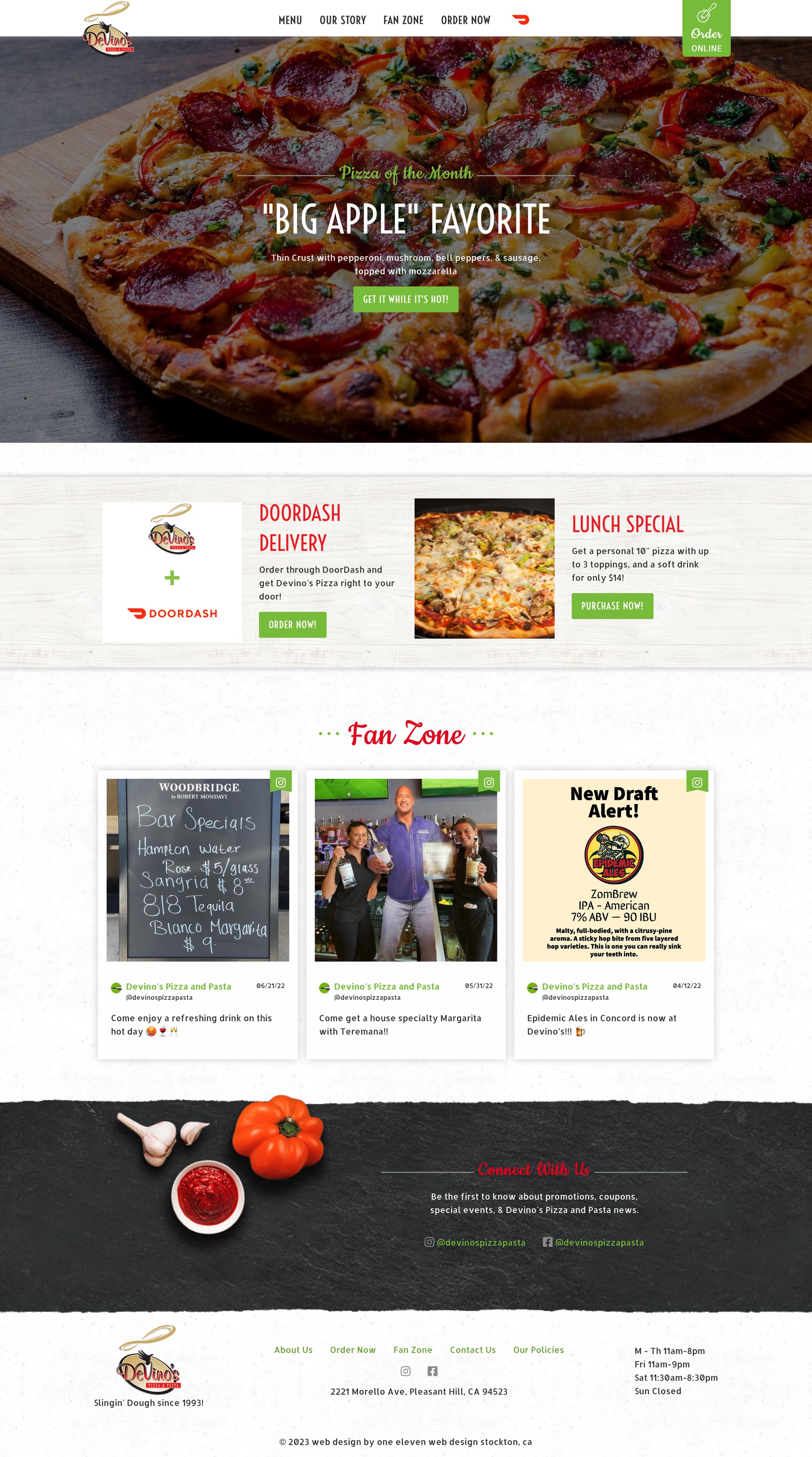 Pizzeria website example by One Eleven Web Design