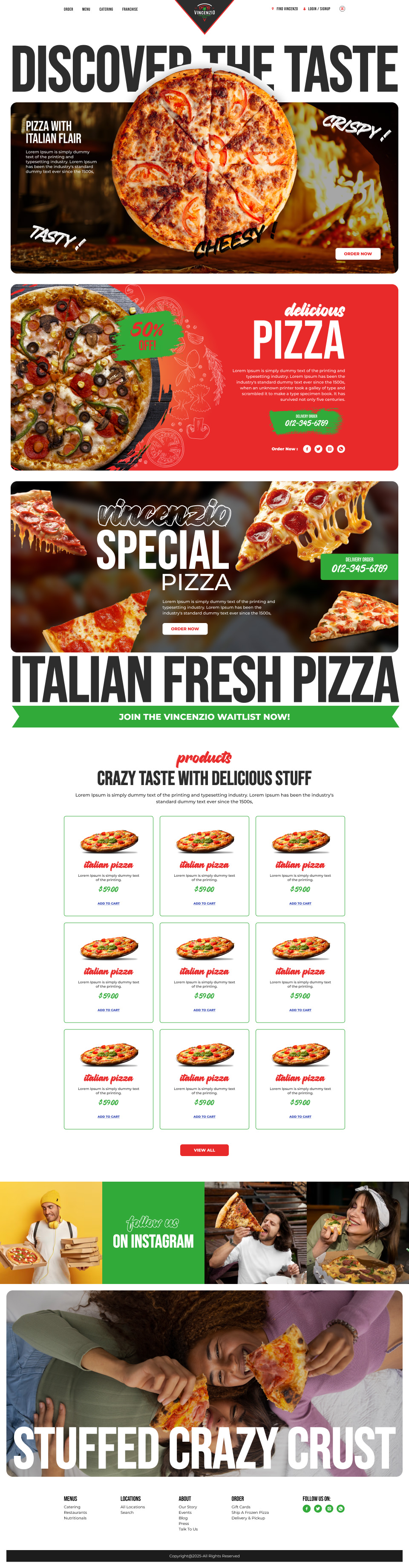 Pizzeria website example by One Eleven Web Design