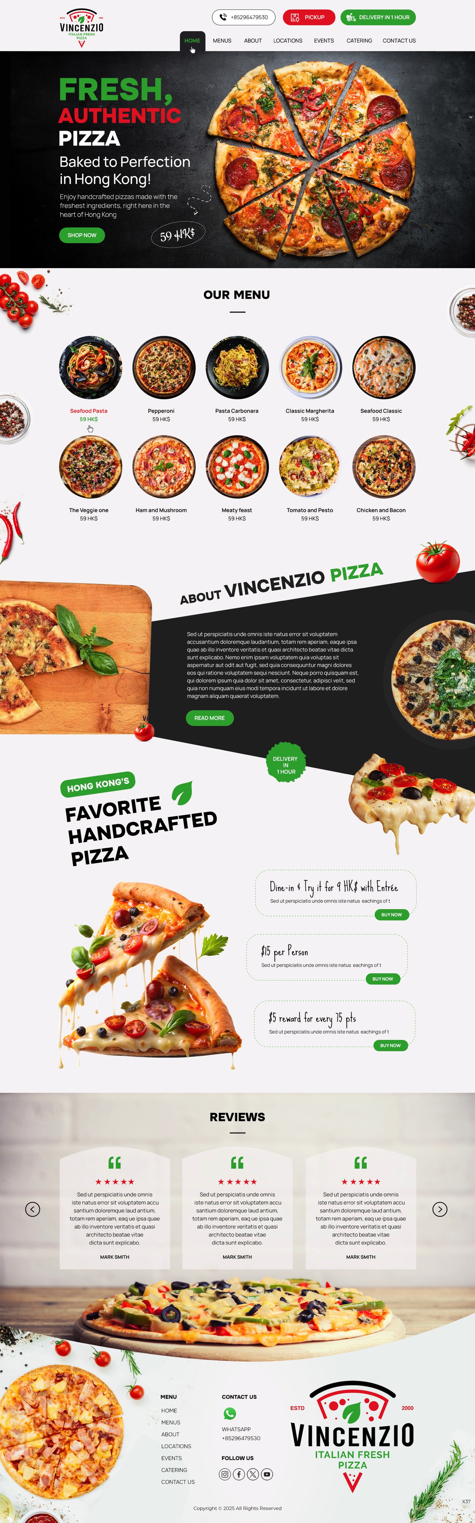 Pizzeria website example by One Eleven Web Design