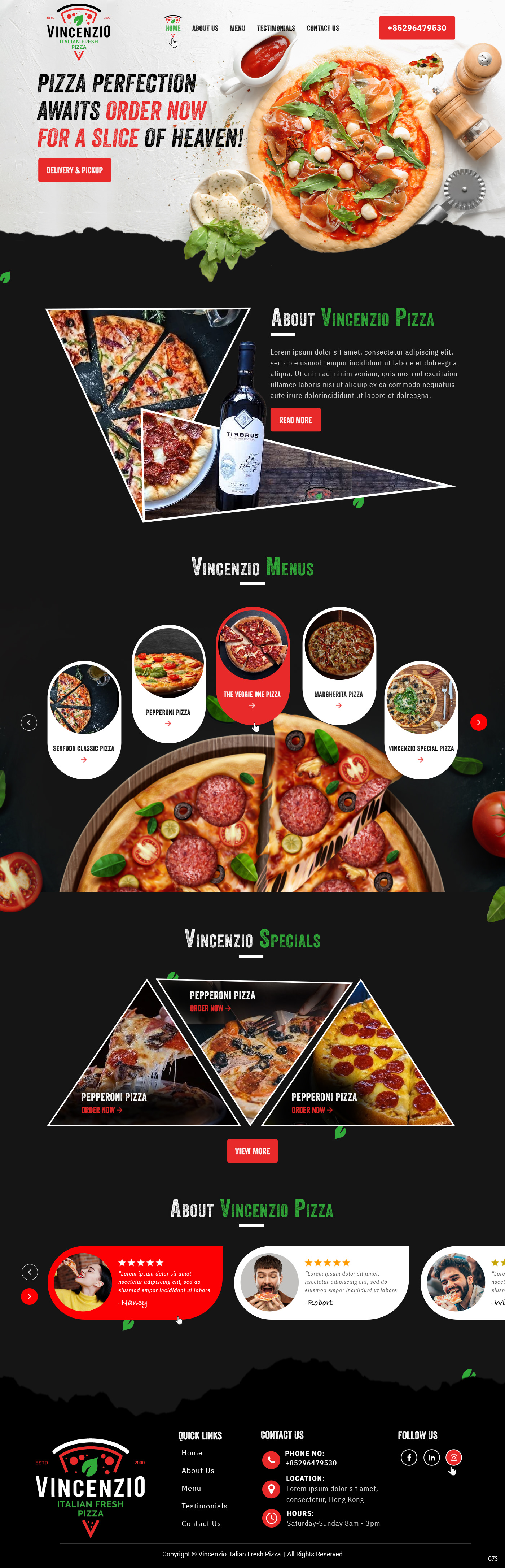 Pizzeria website example by One Eleven Web Design