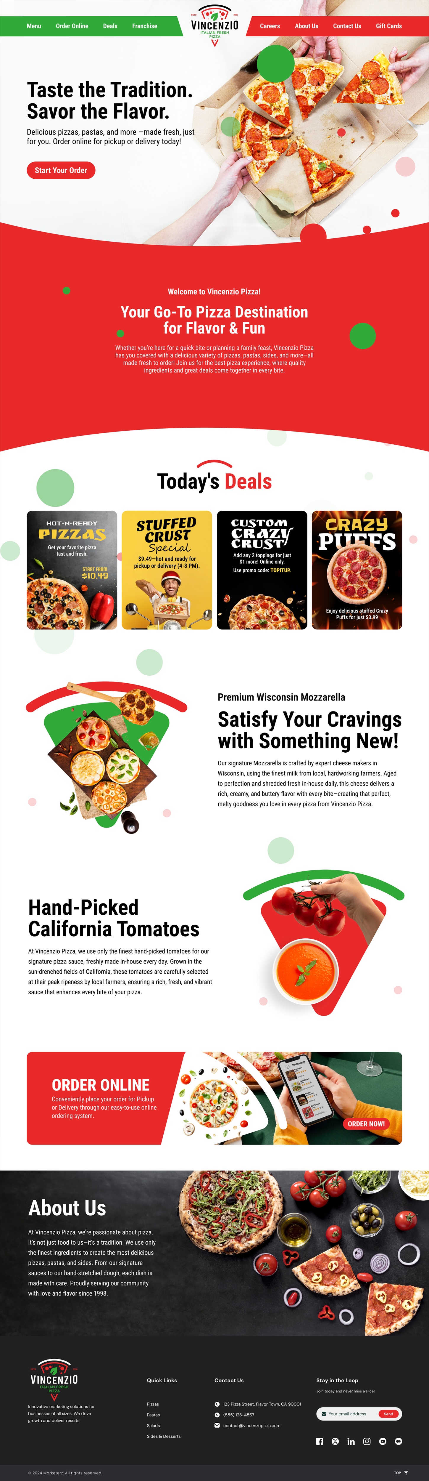 Pizzeria website example by One Eleven Web Design
