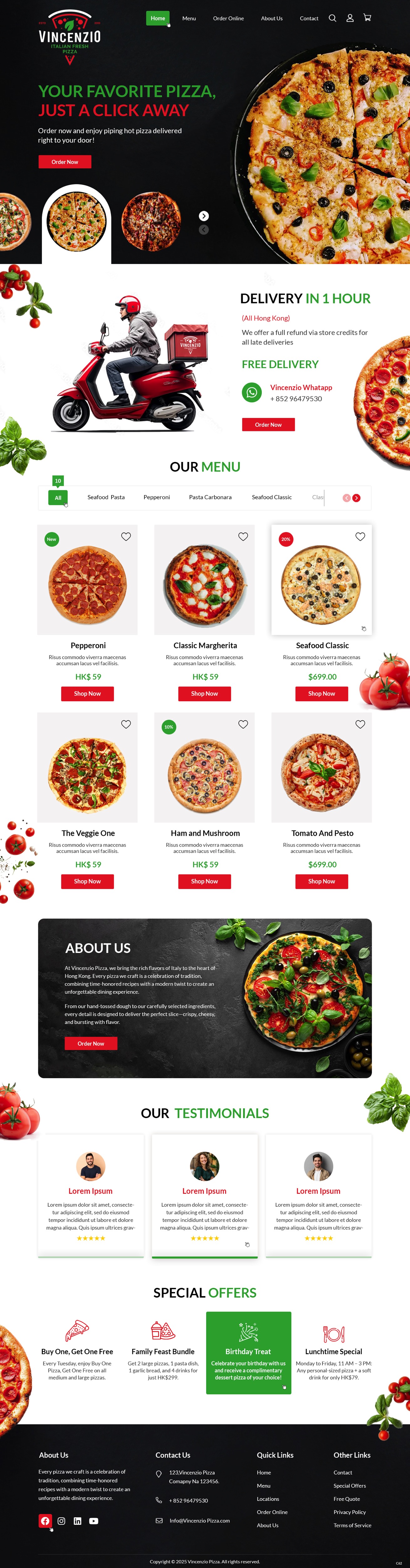 Pizzeria website example by One Eleven Web Design