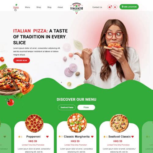 Pizzeria website example by One Eleven Web Design