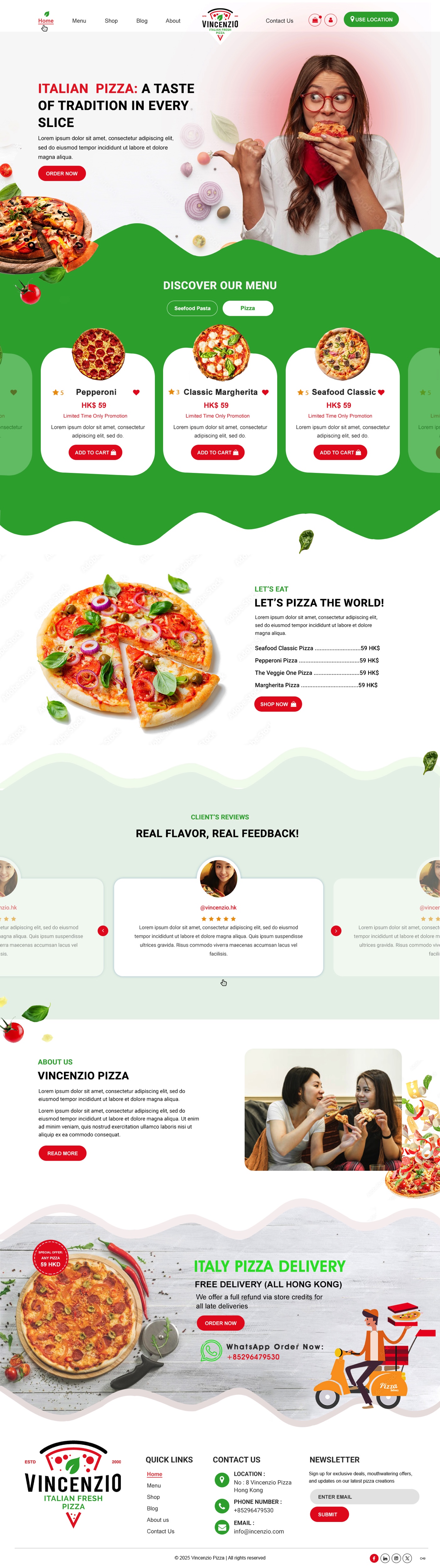Pizzeria website example by One Eleven Web Design