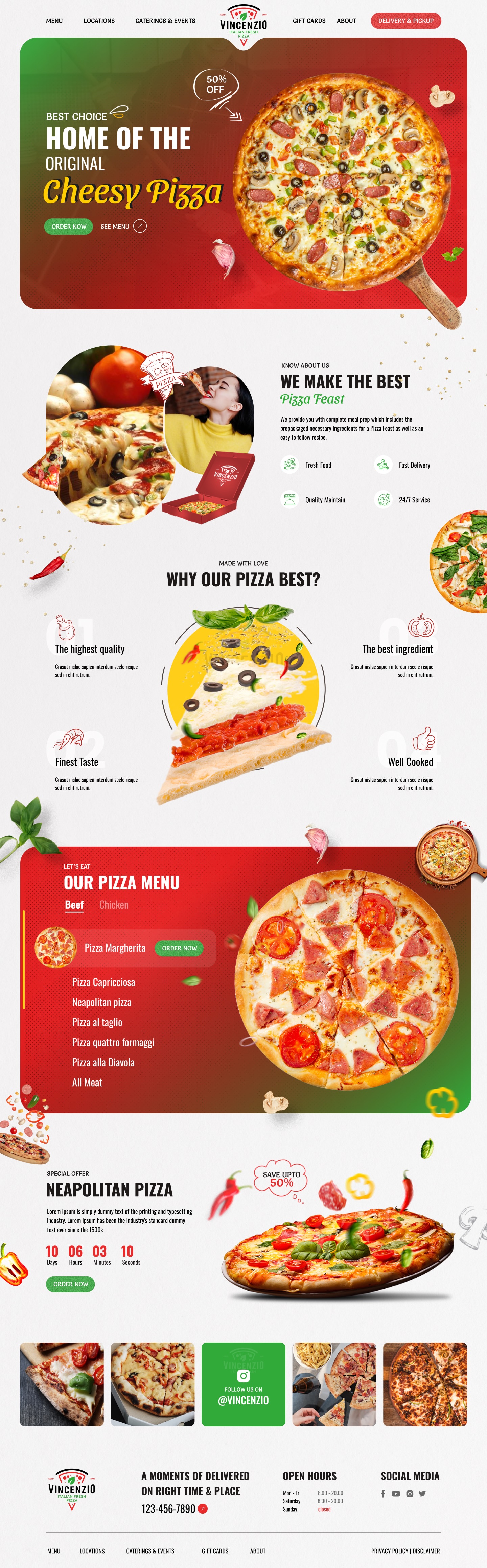 Pizzeria website example by One Eleven Web Design