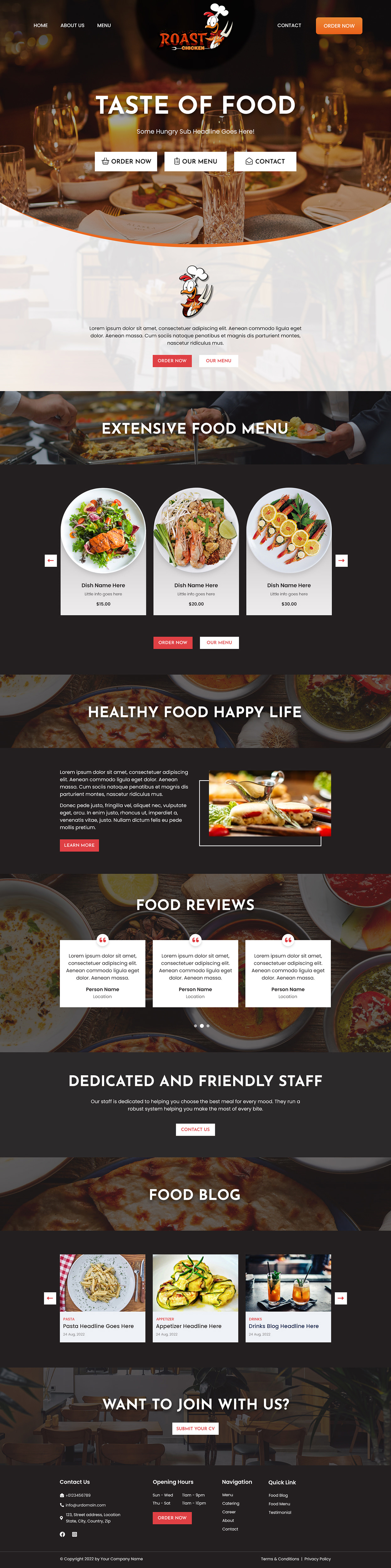 Restaurant website example by One Eleven Web Design