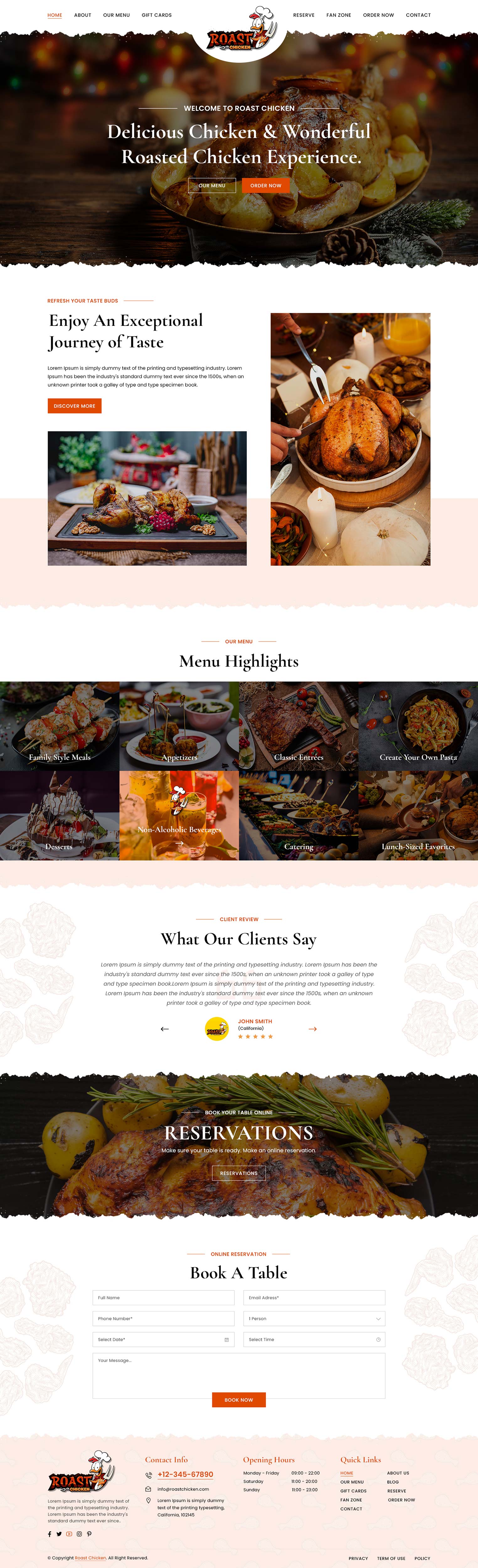 Restaurant website example by One Eleven Web Design