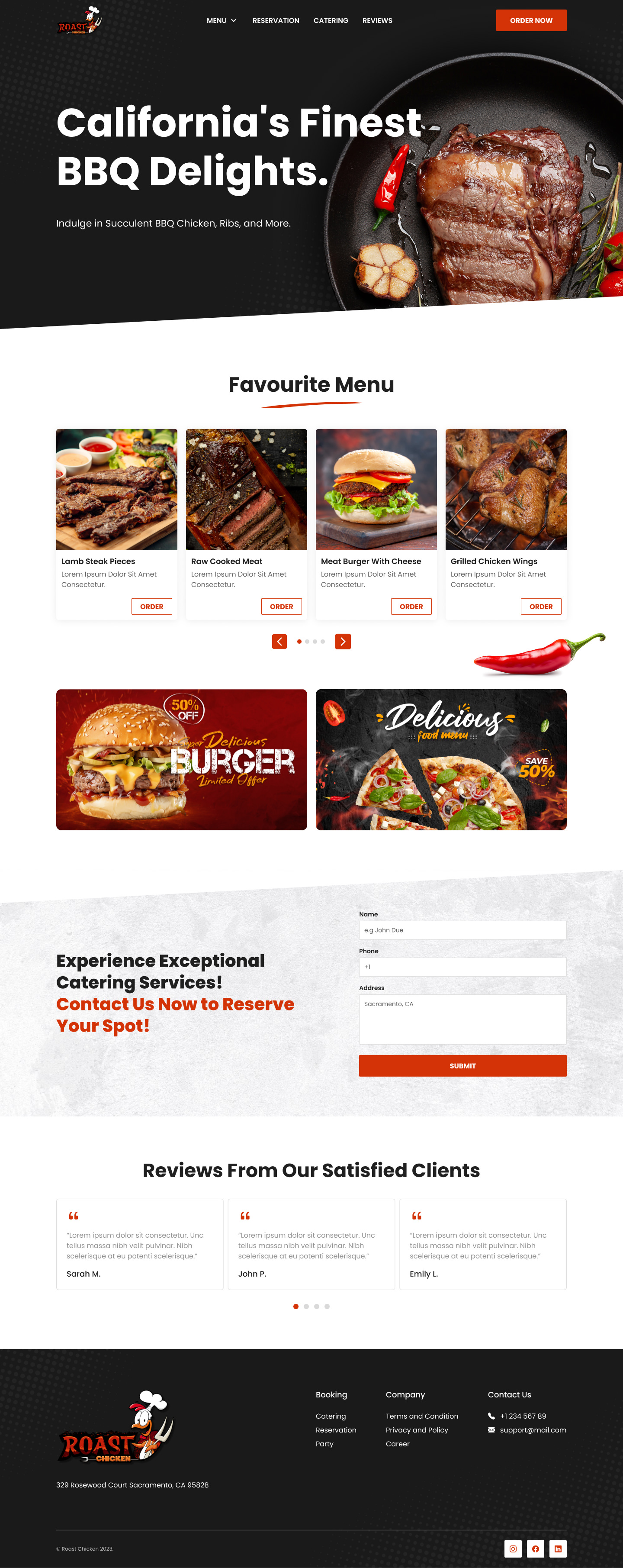 Restaurant website example by One Eleven Web Design