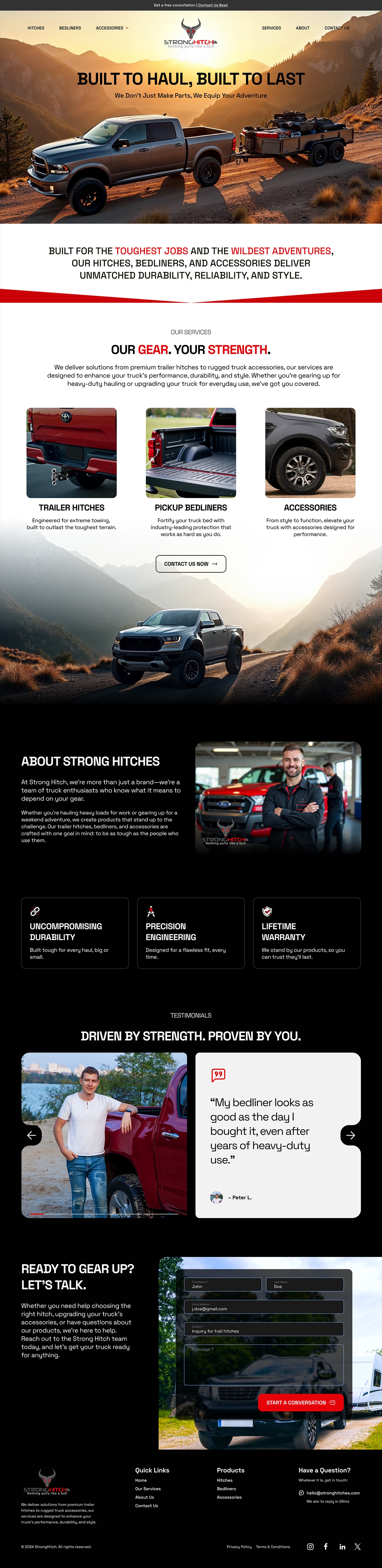 Truck accessory website example by One Eleven Web Design