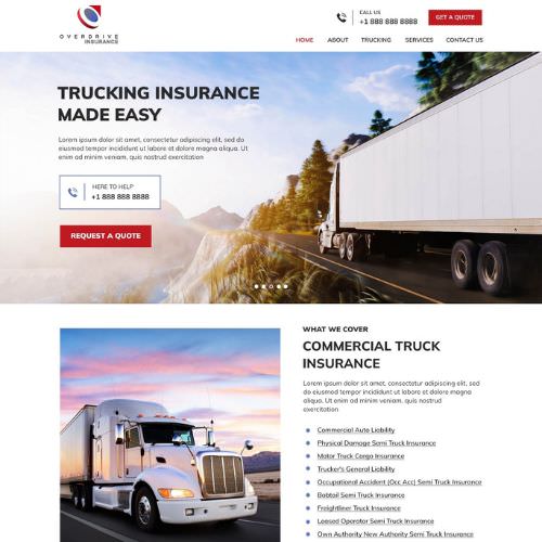 Trucking Insurance company website example by One Eleven Web Design