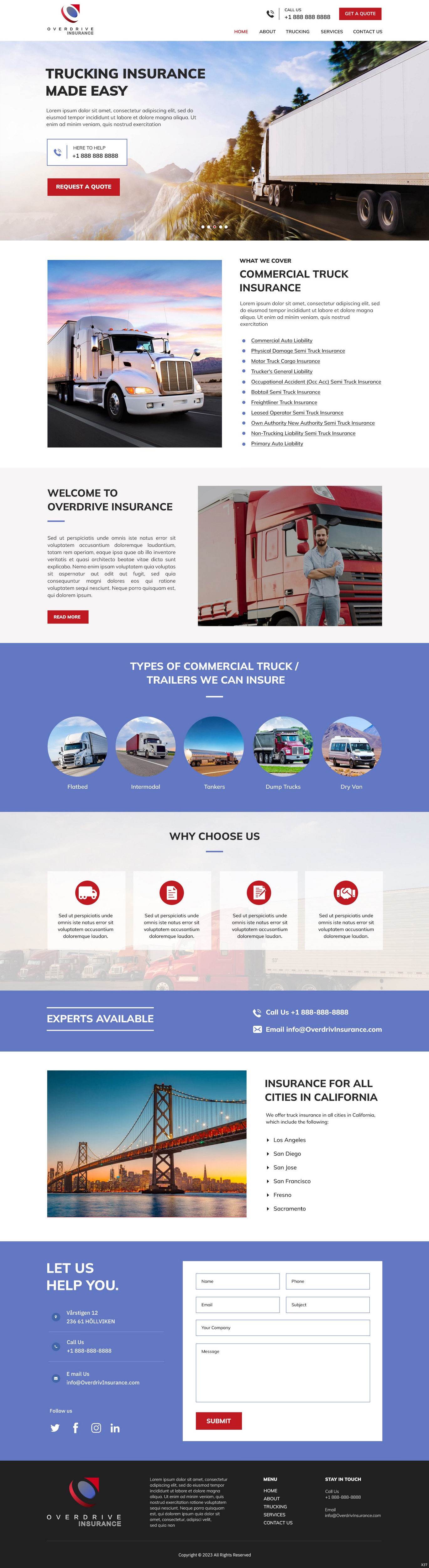 Trucking insurance broker website example by One Eleven Web Design