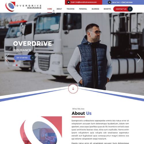 Trucking insurance agency website example by One Eleven Web Design