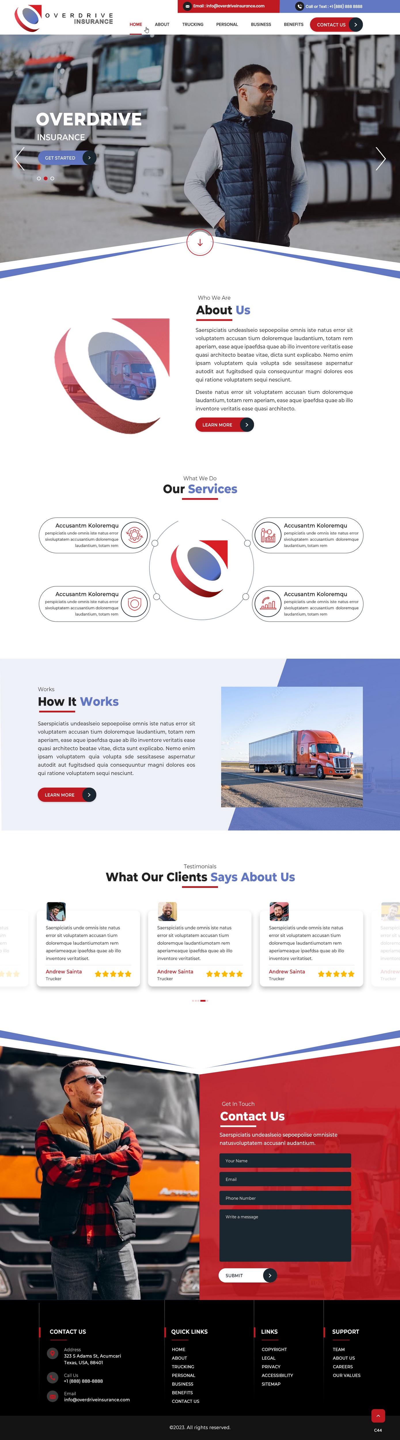 Trucking insurance broker website example by One Eleven Web Design