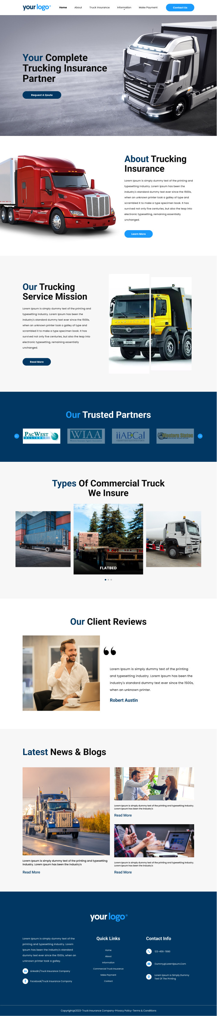 Trucking insurance broker website example by One Eleven Web Design