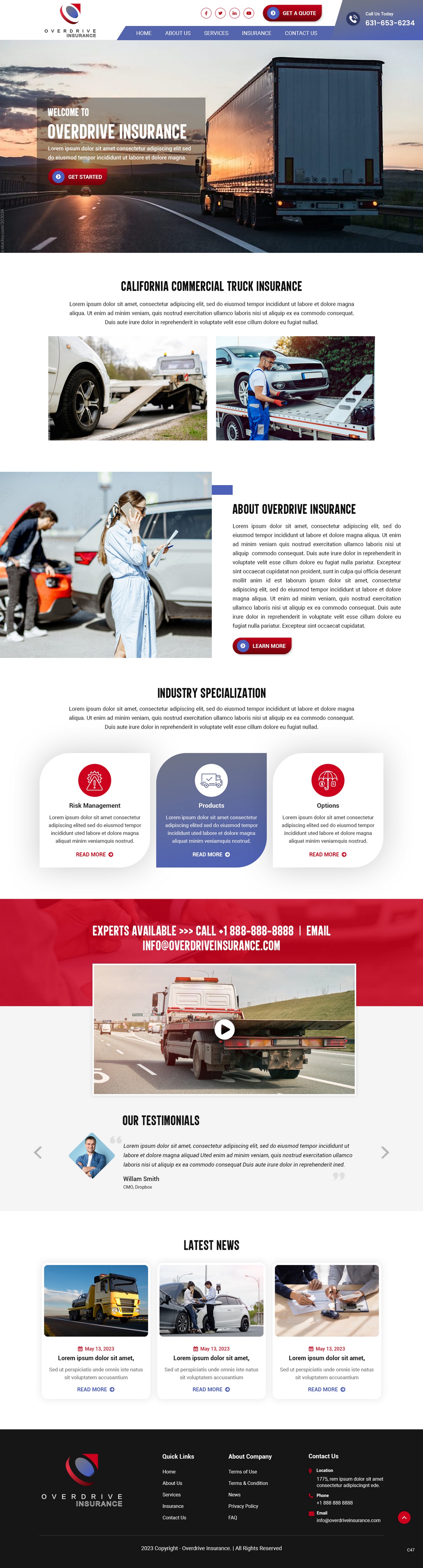 Trucking insurance broker website example by One Eleven Web Design