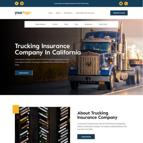 Trucking insurance agency website example by One Eleven Web Design