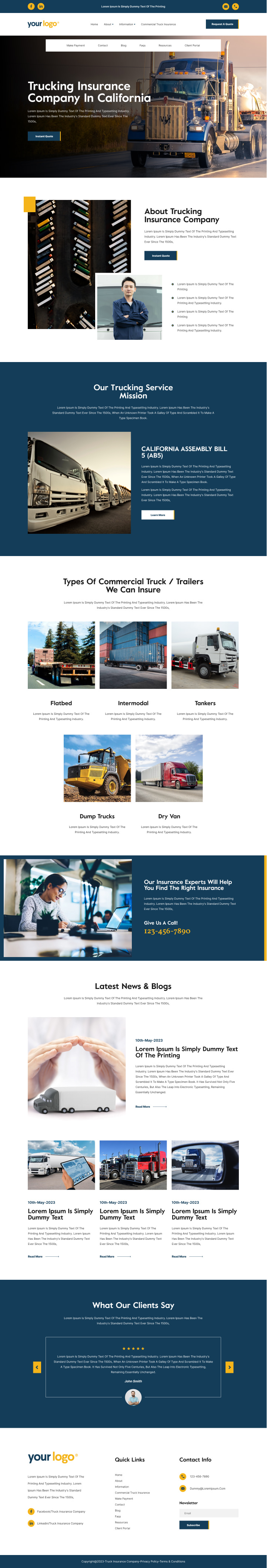 Trucking insurance broker website example by One Eleven Web Design