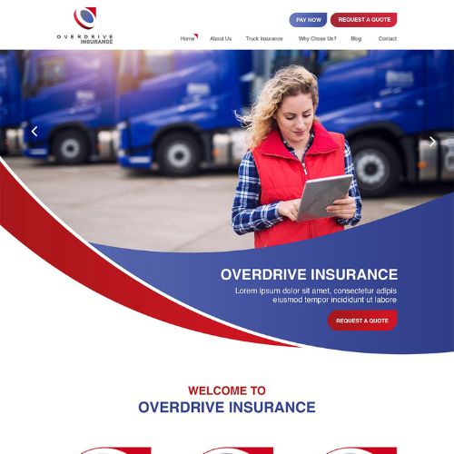 Trucking insurance agency website example by One Eleven Web Design
