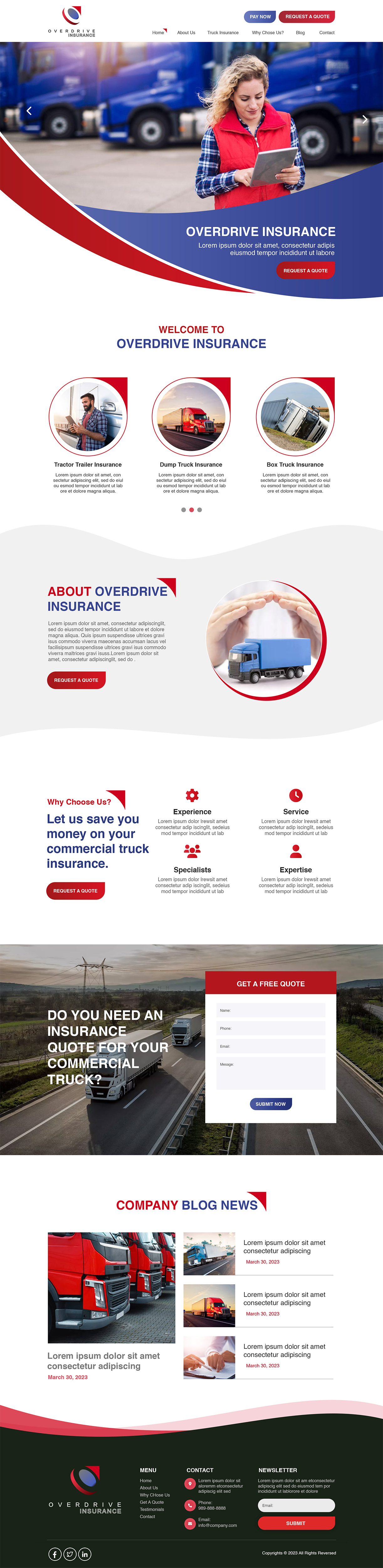 Trucking insurance broker website example by One Eleven Web Design