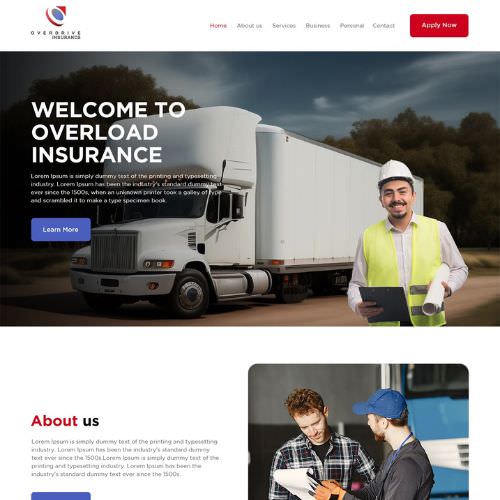 Trucking insurance agency website example by One Eleven Web Design