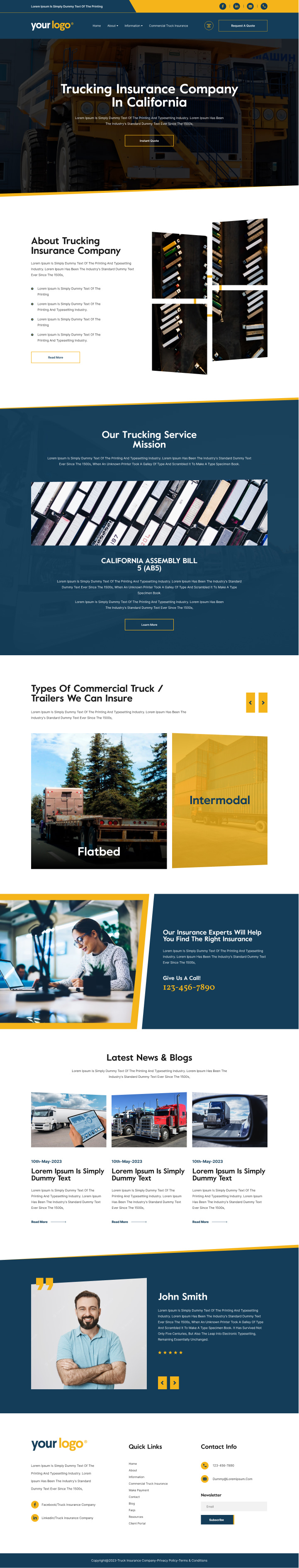 Trucking insurance broker website example by One Eleven Web Design