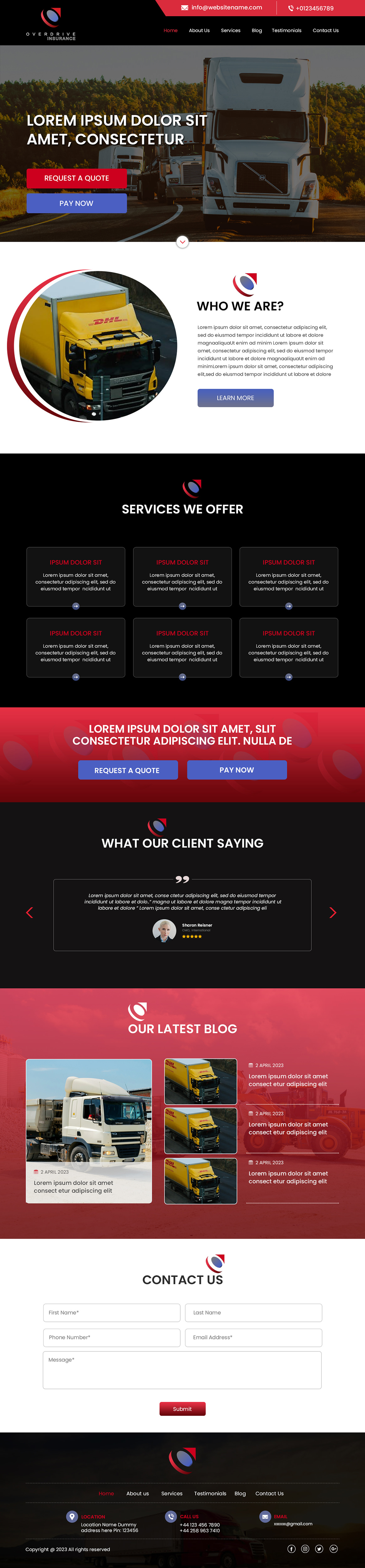 Trucking insurance broker website example by One Eleven Web Design