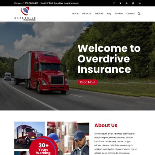 Trucking insurance agency website example by One Eleven Web Design