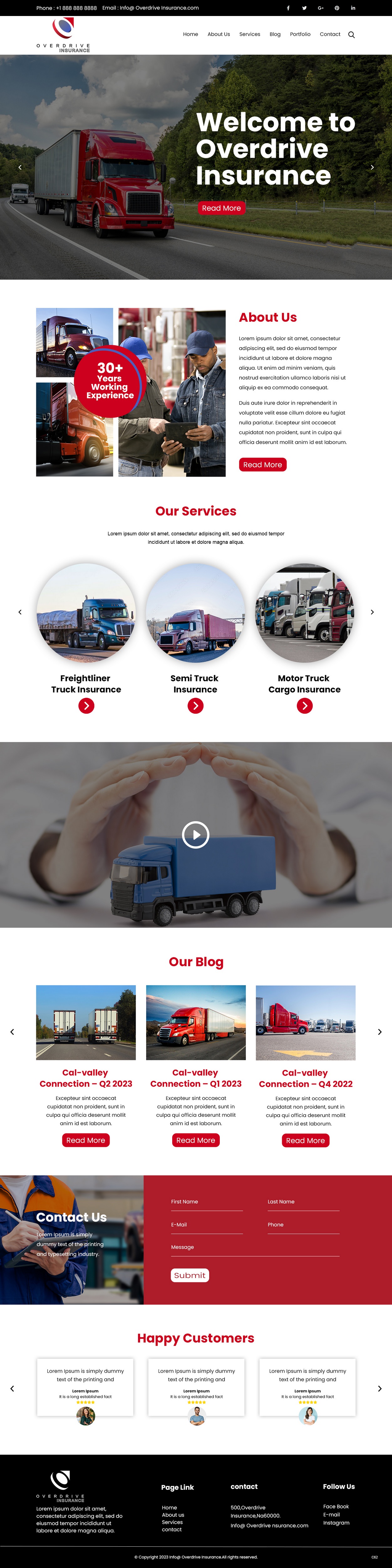 Trucking insurance broker website example by One Eleven Web Design